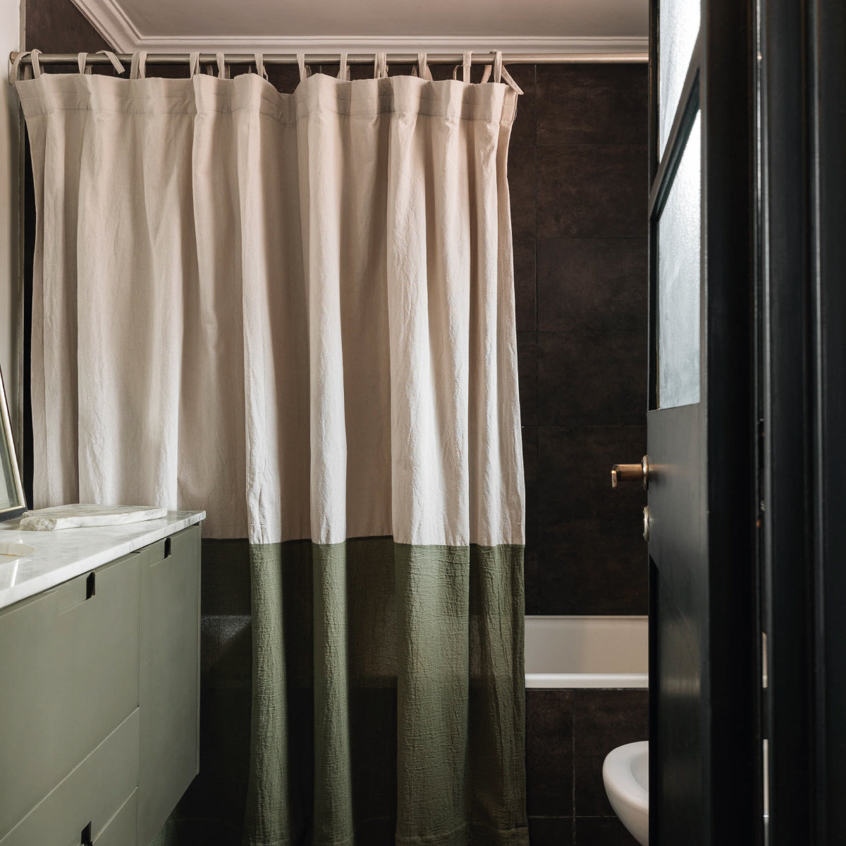 Cortina de Baño Cemento Verde